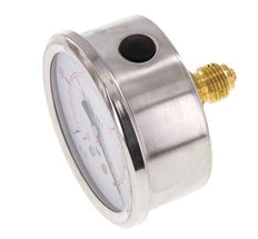 -1..0 Bar (-15..0 psi) Glyzerin-Manometer Rückseite Edelstahl/Messing 63 mm Klasse 1.6