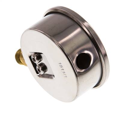 0..1 Bar (0..15 psi) Glyzerin-Manometer Unten Edelstahl/Messing 63 mm Klasse 1.6