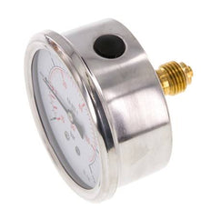 -1..5 Bar (-15..73 psi) Glyzerin-Manometer Rückseite Edelstahl/Messing 63 mm Klasse 1.6