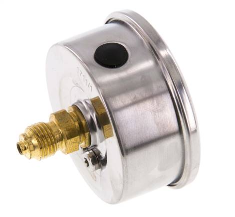 -1..0 Bar (-15..0 psi) Glyzerin-Manometer Rückseite Edelstahl/Messing 63 mm Klasse 1.6