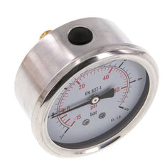 -1..5 Bar (-15..73 psi) Glyzerin-Manometer Rückseite Edelstahl/Messing 63 mm Klasse 1.6