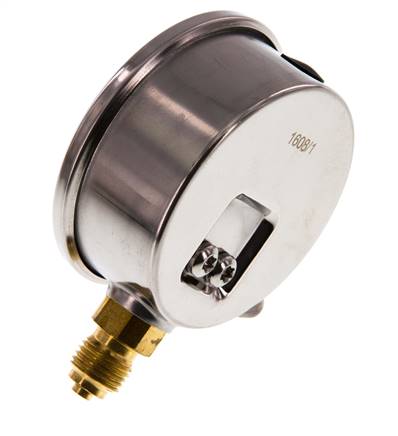 0..400 Bar (0..5802 psi) Glyzerin-Manometer Unten Edelstahl/Messing 63 mm Klasse 1.6
