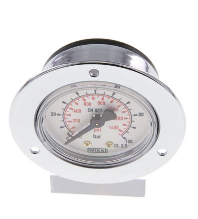 0..100 Bar (0..1450 psi) Manometer für Schalttafelmontage Stahl/Messing 50 mm Klasse 2.5 (Frontplatte)