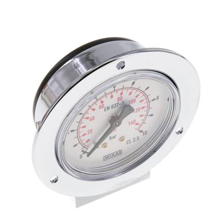0..10 Bar (0..145 psi) Manometer für Schalttafelmontage Stahl/Messing 63 mm Klasse 2.5 (Frontplatte)