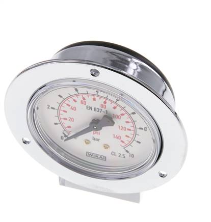 0..10 Bar (0..145 psi) Manometer für Schalttafelmontage Stahl/Messing 63 mm Klasse 2.5 (Frontplatte)
