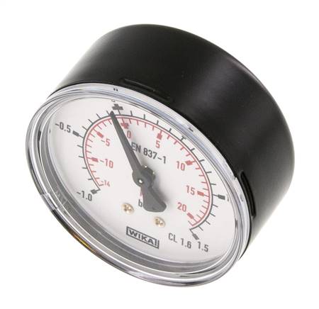 -1..1.5 Bar Druck Manometer hinten Stahl / Messing 63 mm Klasse 1.6