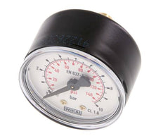 0..10 Bar (0..145 psi) Druck Manometer hinten Stahl / Messing 50 mm Klasse 1.6