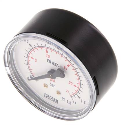 0..1.6 Bar (0..23 psi) Druck Manometer hinten Stahl / Messing 63 mm Klasse 1.6