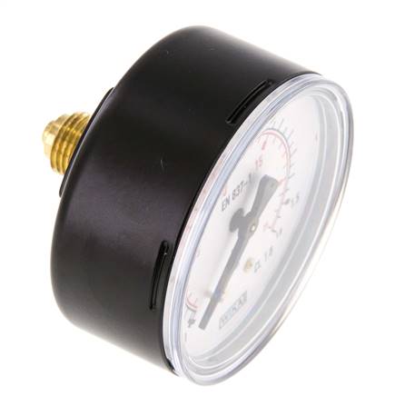 0..1.6 Bar (0..23 psi) Druck Manometer hinten Stahl / Messing 63 mm Klasse 1.6