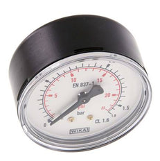 0..1.6 Bar (0..23 psi) Druck Manometer hinten Stahl / Messing 63 mm Klasse 1.6
