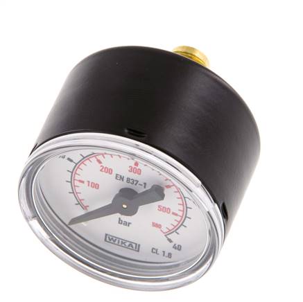 0..40 Bar (0..580 psi) Druck Manometer hinten Stahl / Messing 40 mm Klasse 1.6