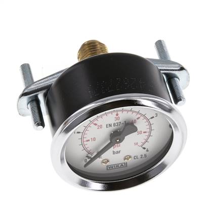 0..4 Bar (0..58 psi) Manometer für Schalttafelmontage Stahl/Messing 50 mm Klasse 2.5 (Halterung)