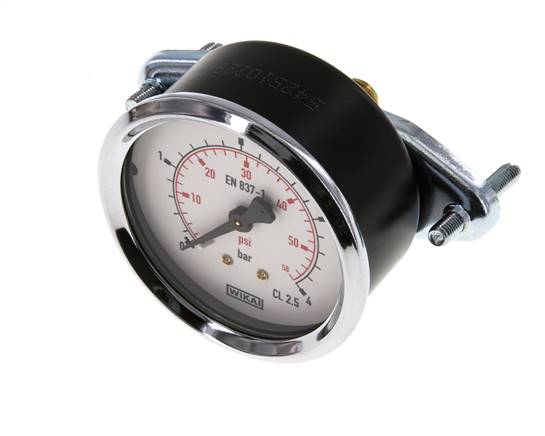 0..4 Bar (0..58 psi) Schalttafeleinbau-Manometer Stahl/Messing 63 mm Klasse 2.5 (Halterung)
