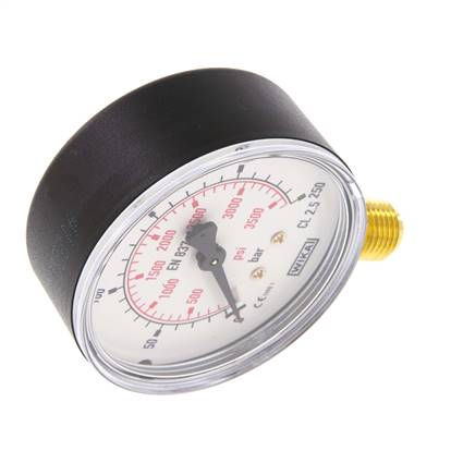 0..250 Bar (0..3626 psi) Druck Manometer unter Kunststoff / Messing 63 mm Klasse 2.5