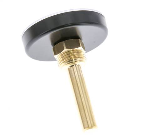 0 bis +60°C Kunststoff-Bimetall-Thermometer 63mm Gehäuse 60mm Schaft mit Schutzrohr
