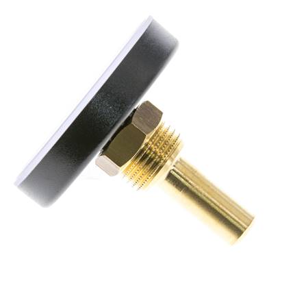 0 bis +60°C Kunststoff-Bimetall-Thermometer 63mm Gehäuse 40mm Schaft mit Schutzrohr