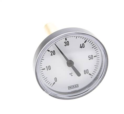 0 bis +60°C Kunststoff-Bimetall-Thermometer 63mm Gehäuse 60mm Schaft mit Schutzrohr