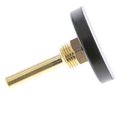 0 bis +60°C Kunststoff-Bimetall-Thermometer 63mm Gehäuse 60mm Schaft mit Schutzrohr