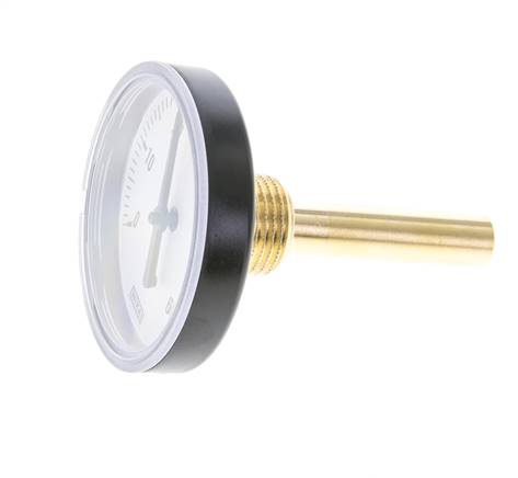 0 bis +60°C Kunststoff-Bimetall-Thermometer 63mm Gehäuse 60mm Schaft mit Schutzrohr