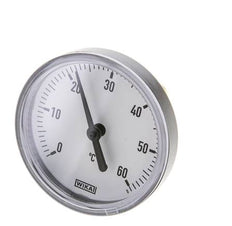 0 bis +60°C Kunststoff-Bimetall-Thermometer 63mm Gehäuse 40mm Schaft mit Schutzrohr