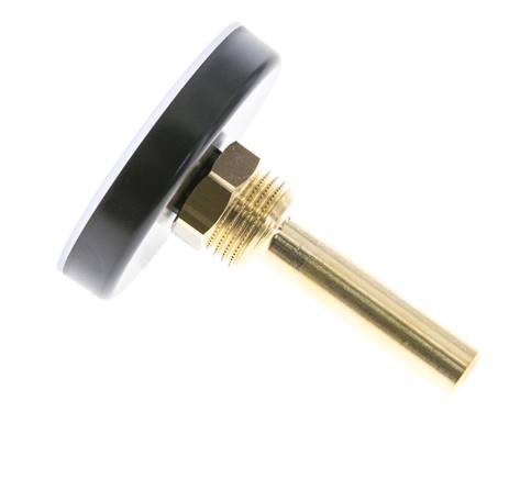 0 bis +60°C Kunststoff-Bimetall-Thermometer 63mm Gehäuse 60mm Schaft mit Schutzrohr