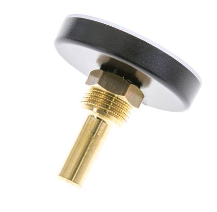 0 bis +60°C Kunststoff-Bimetall-Thermometer 63mm Gehäuse 40mm Schaft mit Schutzrohr