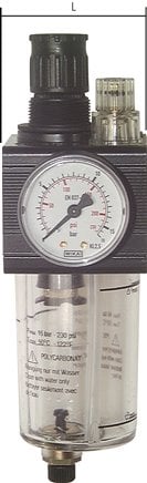 FRL G1/4'' 1400l/min 0.5-6.0bar/7-87psi Auto Polycarbonat Combo 1