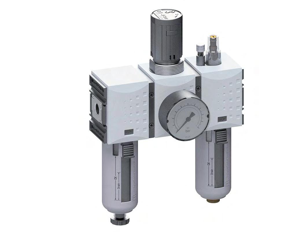 FRL 3-Teilig G1/4'' 1750l/min 0.1-2.0bar/1-29psi Auto Polycarbonat Futura 1