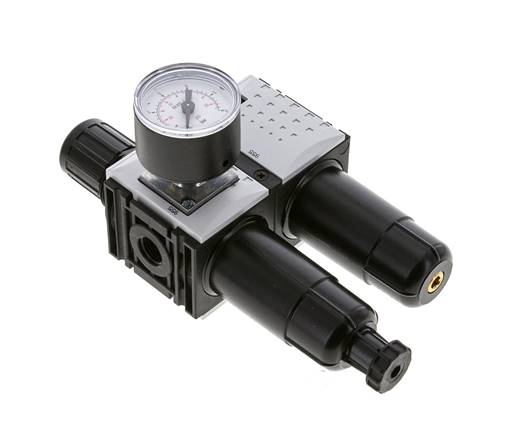 FRL 2-Teilig G1/4'' 800l/min 0.2-4.0bar/3-58psi Semi-Auto 40 mm Manometer Metall Futura 0