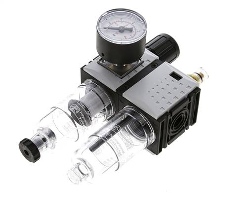 FRL 2-Teilig G1/4'' 800l/min 0.2-4.0bar/3-58psi Semi-Auto 40 mm Manometer Polycarbonat Futura 0