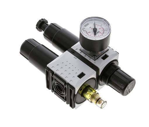 FRL 2-Teilig G1/4'' 800l/min 0.2-4.0bar/3-58psi Semi-Auto 40 mm Manometer Metall Futura 0