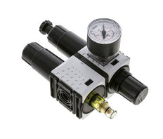 FRL 2-Teilig G1/4'' 800l/min 0.2-4.0bar/3-58psi Semi-Auto 40 mm Manometer Metall Futura 0