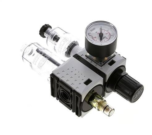 FRL 2-Teilig G1/4'' 800l/min 0.2-4.0bar/3-58psi Semi-Auto 40 mm Manometer Polycarbonat Futura 0