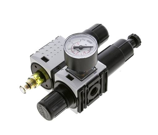 FRL 2-Teilig G1/4'' 800l/min 0.2-4.0bar/3-58psi Semi-Auto 40 mm Manometer Metall Futura 0