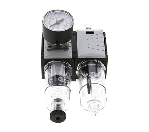 FRL 2-Teilig G1/4'' 800l/min 0.2-4.0bar/3-58psi Semi-Auto 40 mm Manometer Polycarbonat Futura 0