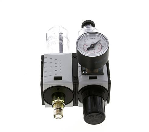 FRL 2-Teilig G1/4'' 800l/min 0.2-4.0bar/3-58psi Semi-Auto 40 mm Manometer Polycarbonat Futura 0