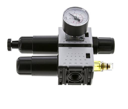 FRL 2-Teilig G1/4'' 800l/min 0.2-4.0bar/3-58psi Semi-Auto 40 mm Manometer Metall Futura 0