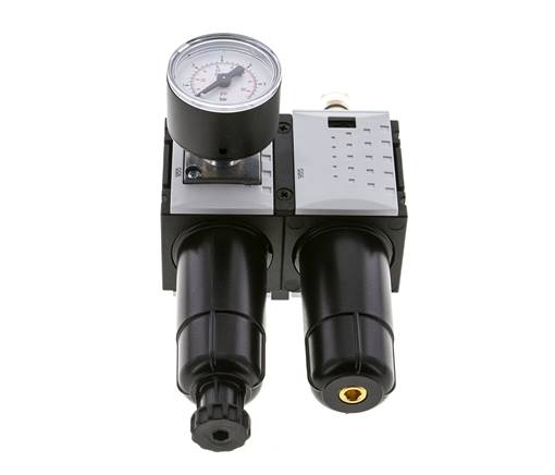 FRL 2-Teilig G1/4'' 800l/min 0.2-4.0bar/3-58psi Semi-Auto 40 mm Manometer Metall Futura 0