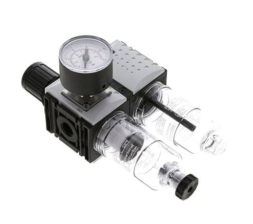 FRL 2-Teilig G1/4'' 800l/min 0.2-4.0bar/3-58psi Semi-Auto 40 mm Manometer Polycarbonat Futura 0