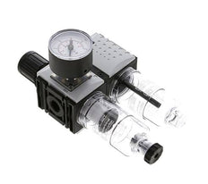 FRL 2-Teilig G1/4'' 800l/min 0.2-4.0bar/3-58psi Semi-Auto 40 mm Manometer Polycarbonat Futura 0