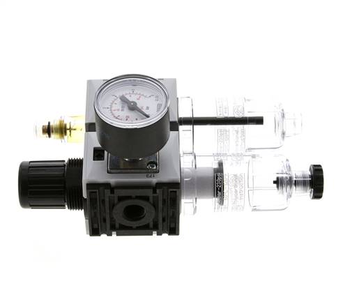 FRL 2-Teilig G1/4'' 800l/min 0.2-4.0bar/3-58psi Semi-Auto 40 mm Manometer Polycarbonat Futura 0