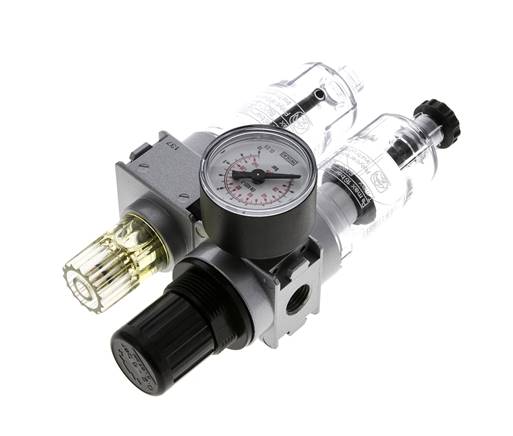 FRL 2-Teilig G1/4'' 700l/min 0.2-6.0bar/3-87psi Semi-Auto 40 mm Manometer Polycarbonat Multifix 0