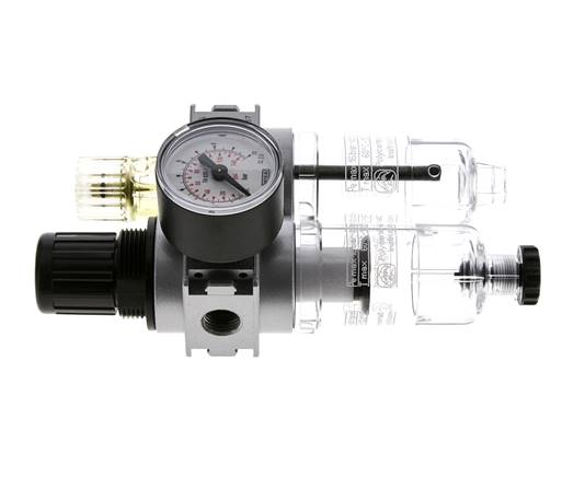 FRL 2-Teilig G1/4'' 700l/min 0.2-6.0bar/3-87psi Semi-Auto 40 mm Manometer Polycarbonat Multifix 0