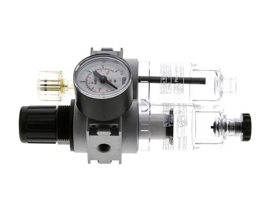 FRL 2-Teilig G1/8'' 700l/min 0.1-3.0bar/1-44psi Semi-Auto 40 mm Manometer Polycarbonat Multifix 0