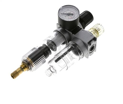 FRL 2-Teilig G1/4'' 700l/min 0.5-10.0bar/7-145psi Auto 40 mm Manometer Polycarbonat Multifix 0