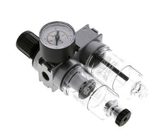FRL 2-Teilig G1/4'' 700l/min 0.5-10.0bar/7-145psi Semi-Auto 40 mm Manometer Polycarbonat Multifix 0