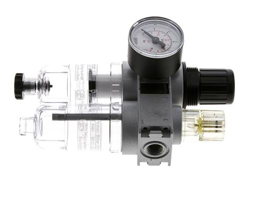 FRL 2-Teilig G1/4'' 700l/min 0.1-3.0bar/1-44psi Semi-Auto 40 mm Manometer Polycarbonat Multifix 0
