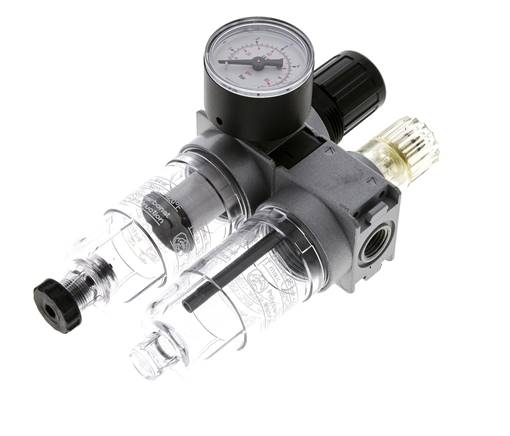 FRL 2-Teilig G1/4'' 700l/min 0.1-3.0bar/1-44psi Semi-Auto 40 mm Manometer Polycarbonat Multifix 0