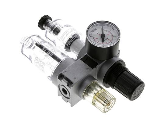 FRL 2-Teilig G1/8'' 700l/min 0.1-3.0bar/1-44psi Semi-Auto 40 mm Manometer Polycarbonat Multifix 0