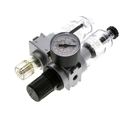 FRL 2-Teilig G1/8'' 700l/min 0.2-6.0bar/3-87psi Semi-Auto 40 mm Manometer Polycarbonat Multifix 0